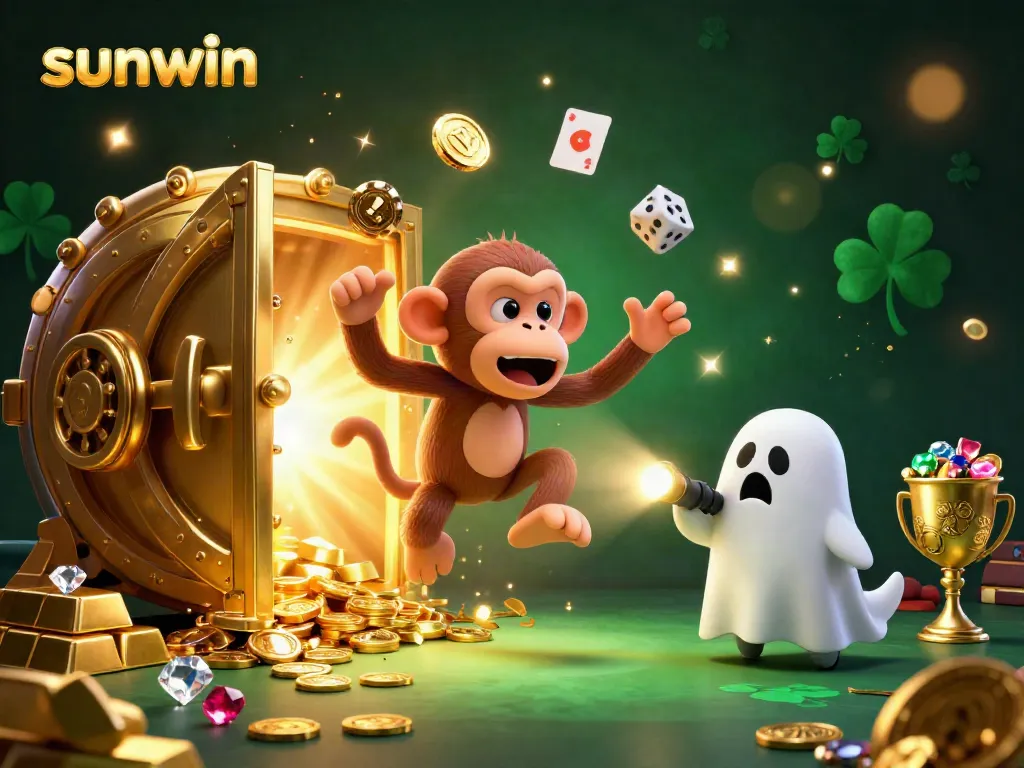 Catch the excitement of winning with sunwin in this vibrant fantasy casino scene filled with treasures and adventures.