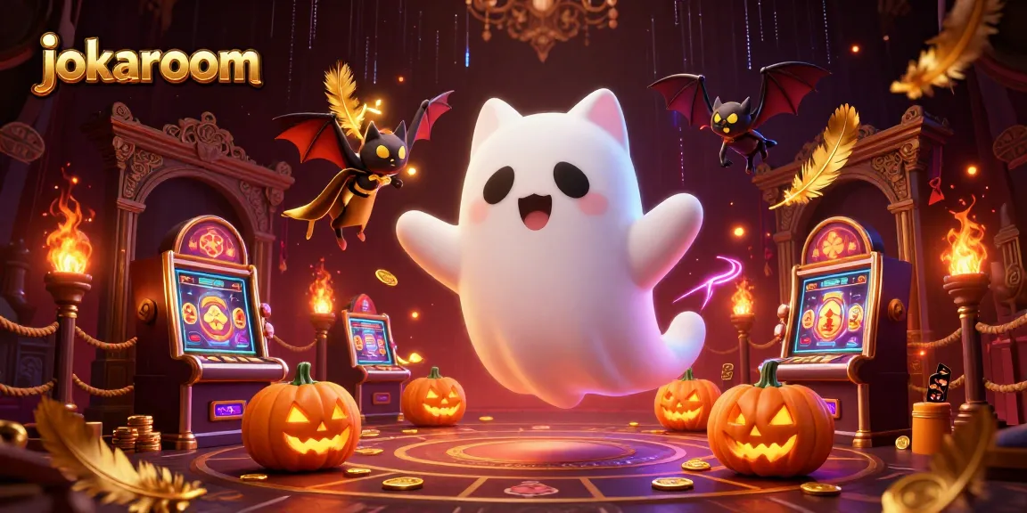 Experience thrilling spins at jokaroom with the ghost cat and vampire bat in a haunted casino scene.